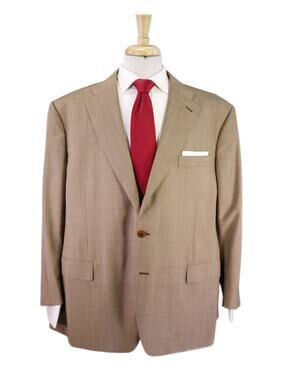 Balani Custom Suits Tailored Brown Plaid 2-Btn Wool Suit 46S